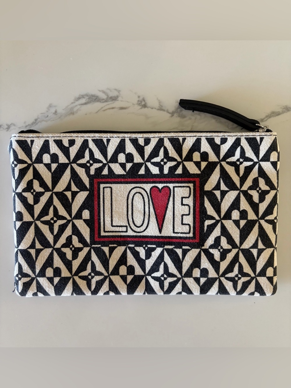 New Brighton LOVE Cosmetic Zip Bag Pouch Makeup Cotton Canvas Bag Heart